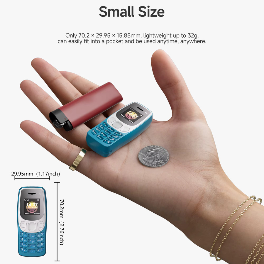 SERVO BM80 4G LTE Mini-Tastenhandy in Purple mit Dual-SIM, Anrufaufzeichnung und Wecker - Bild 4