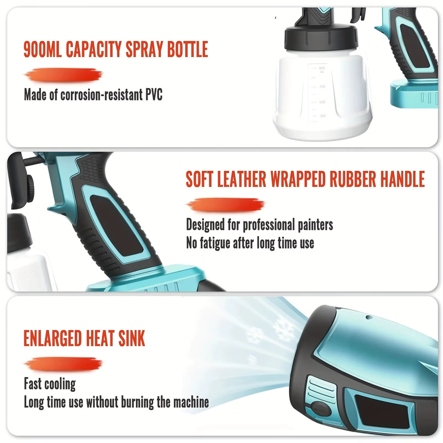 Kabellose elektrische Spritzpistole von Makita für 18V Akku, tragbarer Farbsprüher in Blau mit 1000 ml Fassungsvermögen für Auto, Möbel und Stahlbeschichtungen - Bild 3