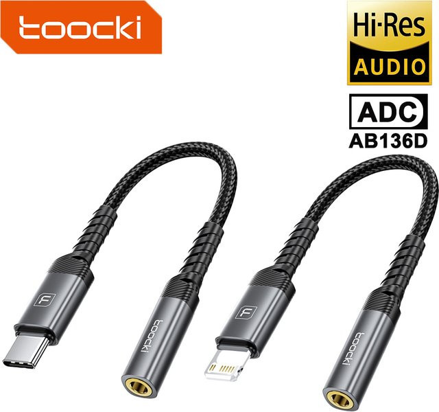 Toocki Audio-Adapter USB-C oder Lightning auf 3,5 mm Klinke mit DAC-Chip für HiFi-Sound Android und iOS - Bild 1