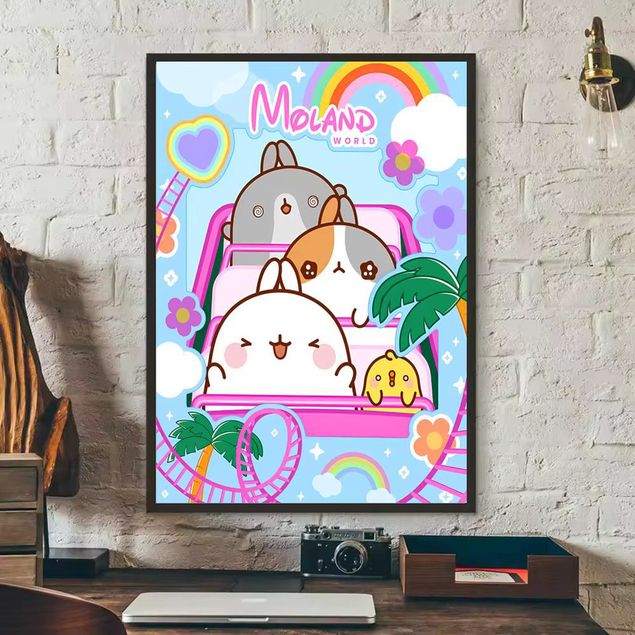 Molang Anime-Poster Aufkleber in Schwarz und Multicolour, HD-wasserdichte Wandkunst für Schlafzimmer und Wohnzimmer, Rechteckig - Bild 3