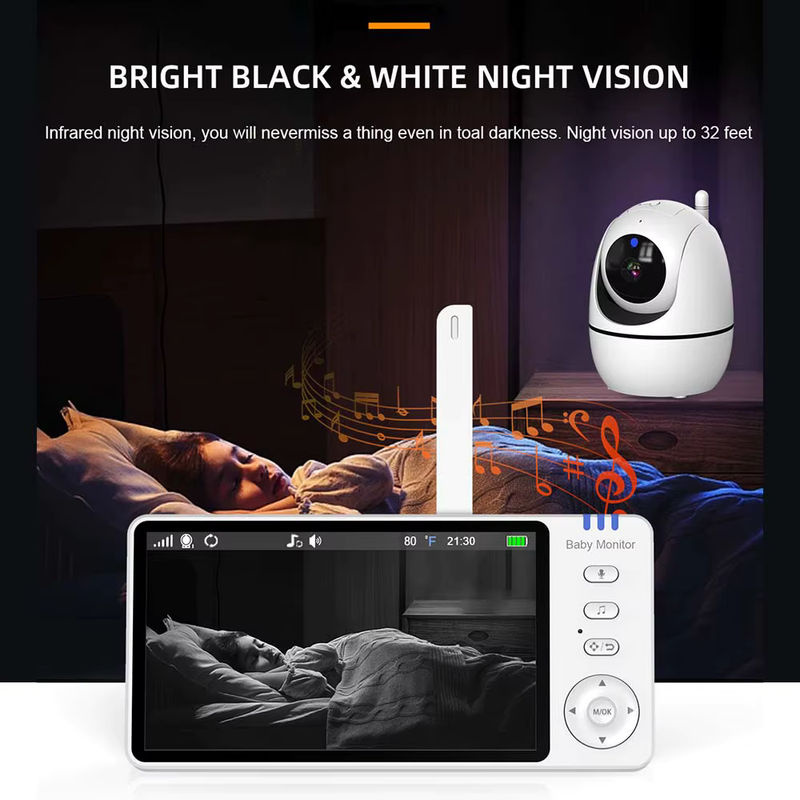 FRDMAX 5-Zoll Video-Babyphone mit 2,4-GHz-Mini-PTZ-IP-Kamera, drahtlose Mutter-Kind-Überwachung mit Zwei-Wege-Audio und Temperaturanzeige - Bild 4