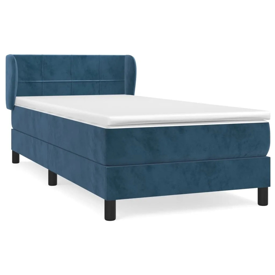 vidaXL Boxspringbett mit Matratze Dunkelblau Samt B/T/H: 100 x 200 cm - Bild 2