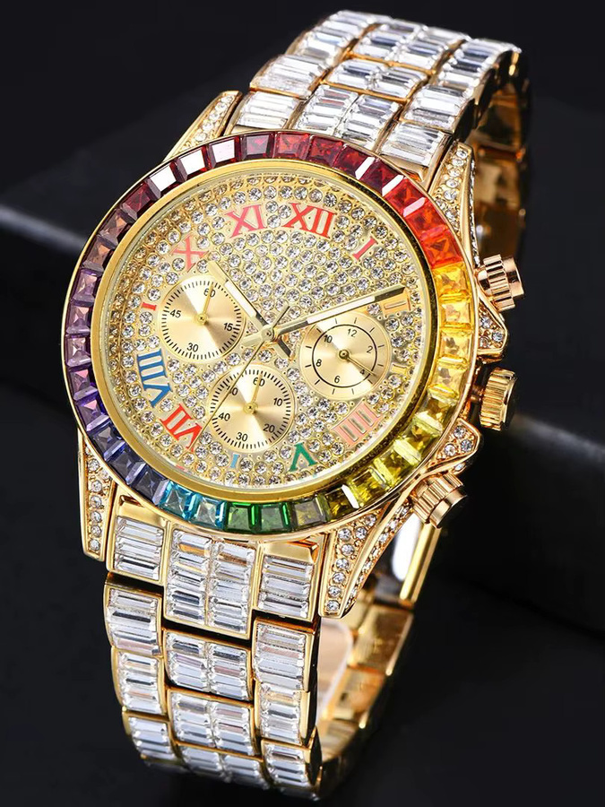 UNIGUET Chronograph, Quarz, Edelstahl, Gold, Diamant, Herren - Bild 5