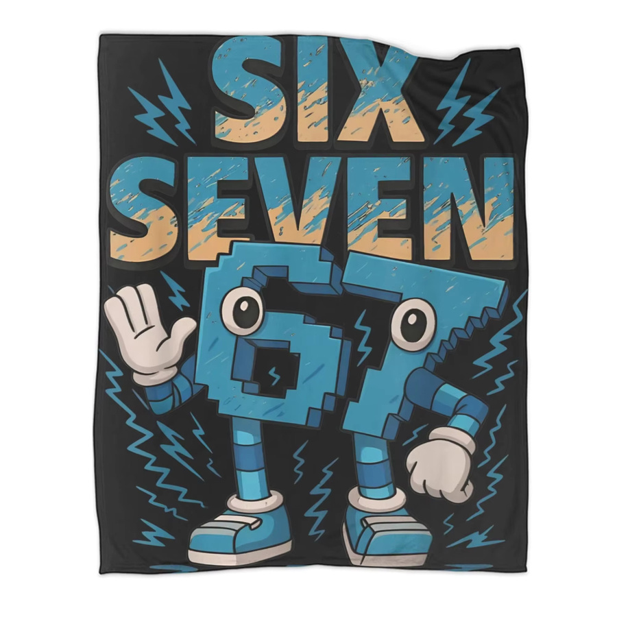 67 Six Seven Lustige Fleece-Decke in Blau, flauschiger Überwurf für Damen und Herren - Bild 5