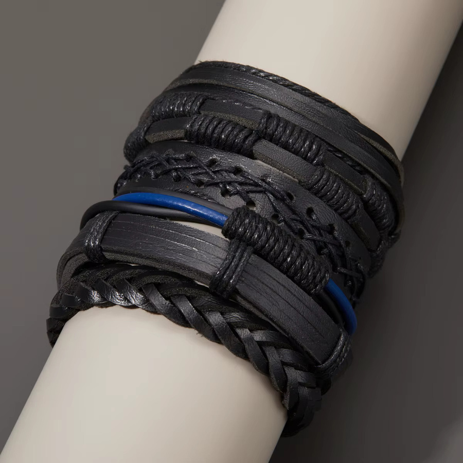 Rinhoo Armbänder, Leder, Schwarz Blau, Unisex - Bild 4