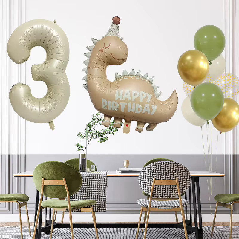 YINLCENT Retro Dinosaurier Party-Dekoration Set mit Aluminium-Folienballons in Karamell Braun für Kinder Geburtstage - Bild 2