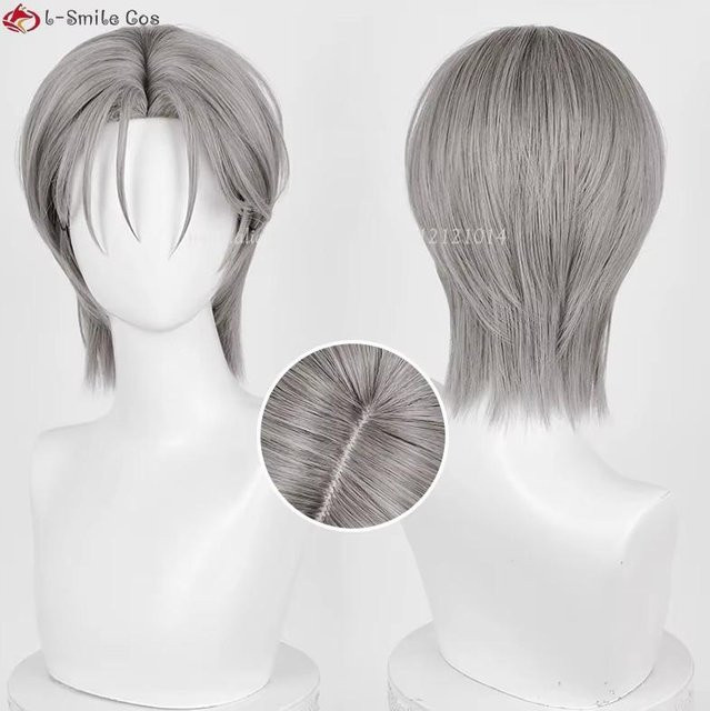 Graue Cosplay Perücke, 30 cm, Synthetisches Haar, Unisex - Bild 1
