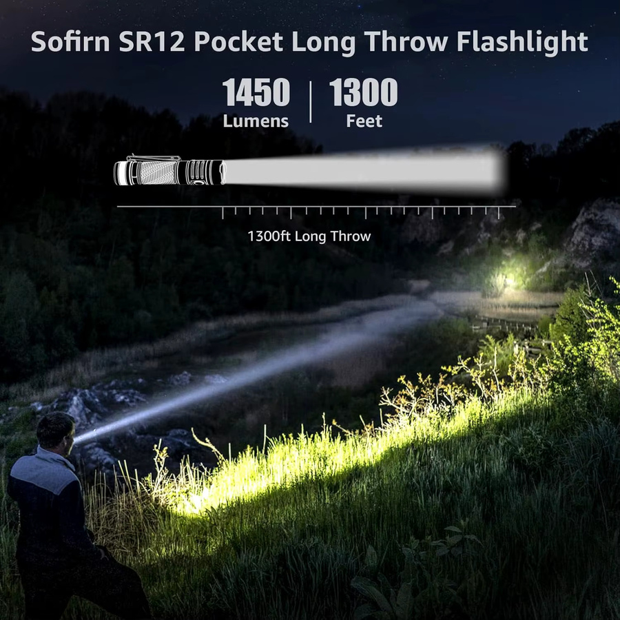 SOFIRN SR12 Taschenlampe mit SFT25R LED, 1450 Lumen, Schwarz, magnetische Endkappe - Bild 2
