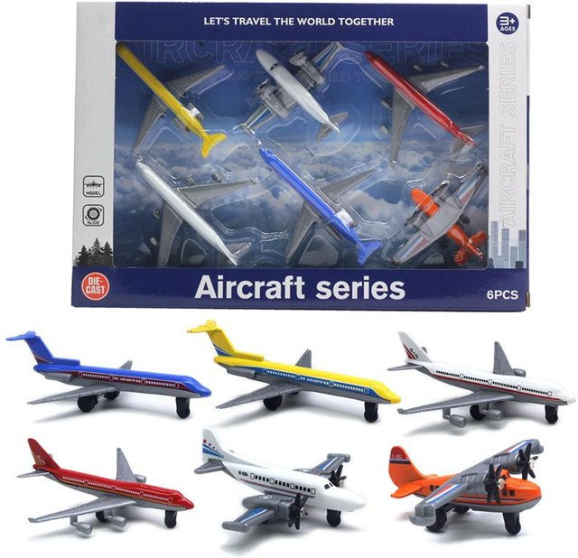 Linyi toy car Mini-Flugzeugmodell-Sets, 6-teiliges Set, Metall, ab 14 Jahren - Bild 1