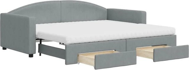 vidaXL Tagesbett ausziehbar mit Schubladen in Hellgrau, B/T/H: 90 x 190 cm - Bild 1