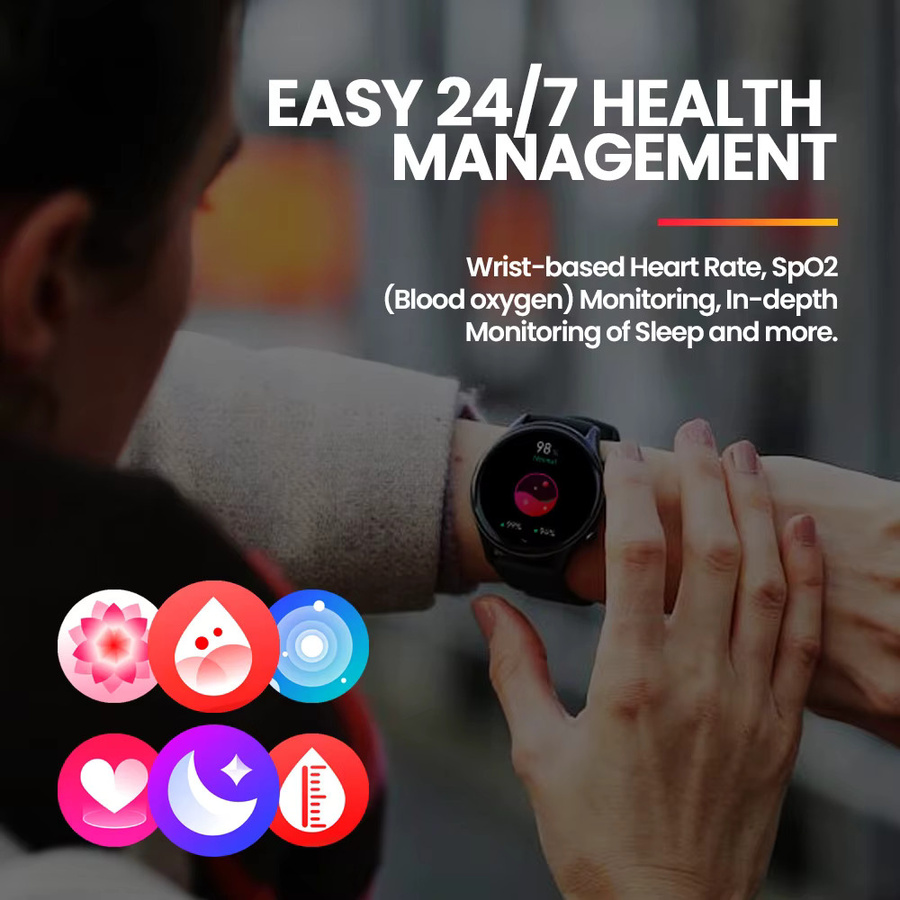 Zeblaze Smartwatch, Schwarz, Silikon, Unisex, 44 mm - Bild 5