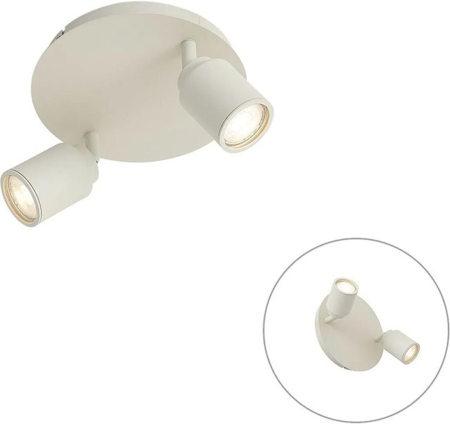 QAZQA Moderner LED Badezimmer-Spot in Beige, rund, IP44, 2-Lichter, verstellbar, GU10 Einbaustrahler für Badezimmer und Flur - Bild 1