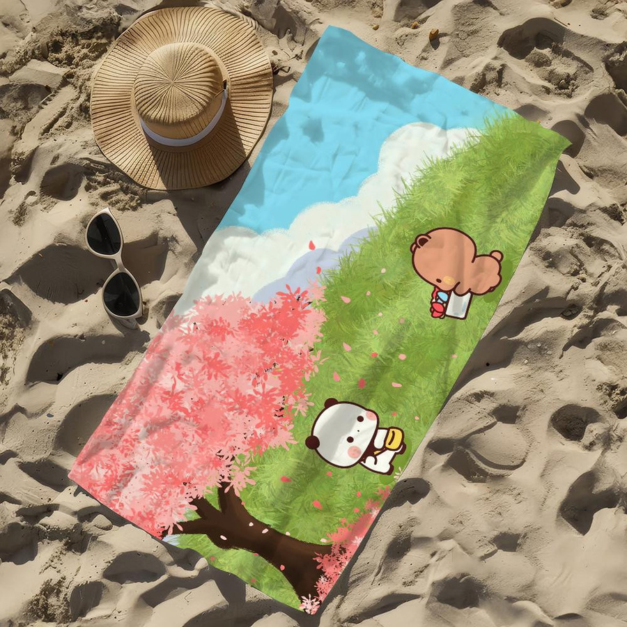 BUBUDUDU Panda Cartoon Handtuch, schnelltrocknendes und saugfähiges Strandtuch für Damen und Herren, Mehrfarbig, Breite: 30 cm, Höhe: 60 cm - Bild 1
