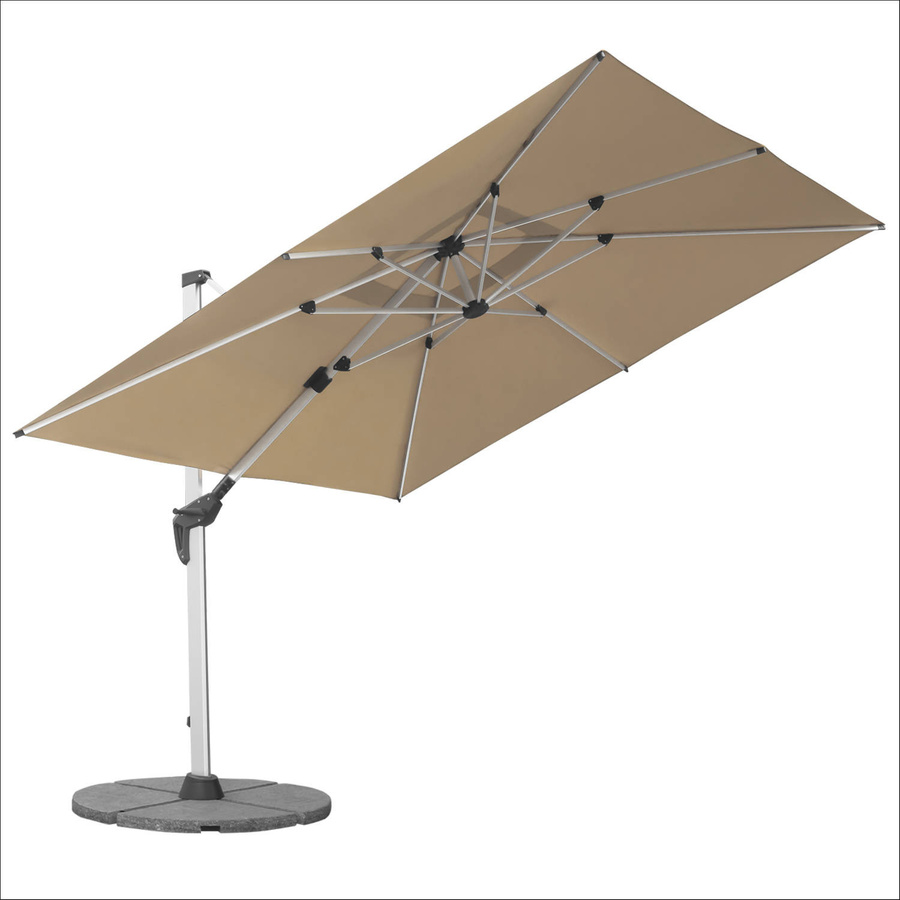 Anndora Ampelschirm Aluminium Dark Natural mit Granitplattenständer, quadratisch 3 x 3 m, 360 Grad drehbar und schwenkbar neigbar - Bild 1