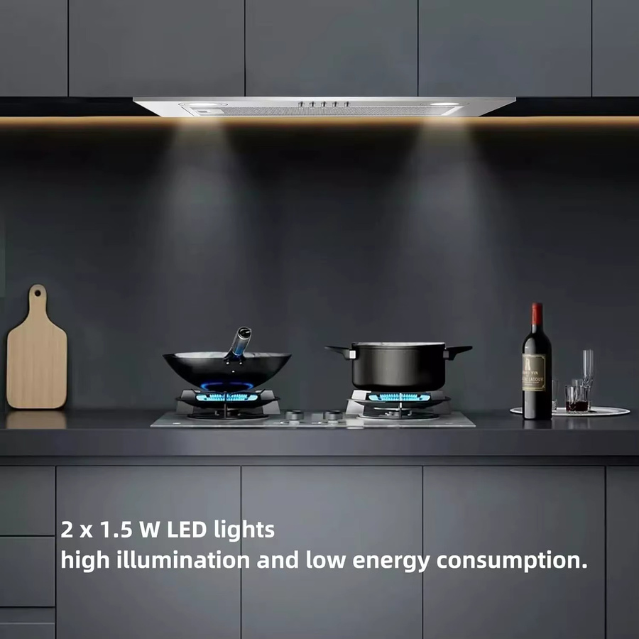 KICHPOWER Unterbau-Dunstabzugshaube in Silber aus Edelstahl mit LED-Display, Abluft und Umluft, Breite: 52 cm - Bild 3