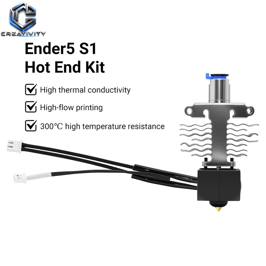 Kreativität Hotend Kit Ersatz für Ender-5 S1 3D-Drucker, 300 Grad High Speed Düse, Silber - Bild 2