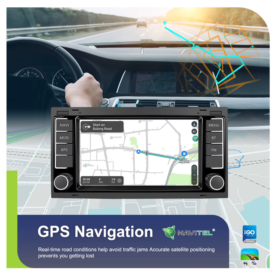 Camecho Drahtloses Carplay und Android Auto Radio für VW Volkswagen Touareg 2004-2011, Multimedia Player mit 4 GB RAM + 64 GB Speicher, WIFI und GPS, Schwarz - Bild 4