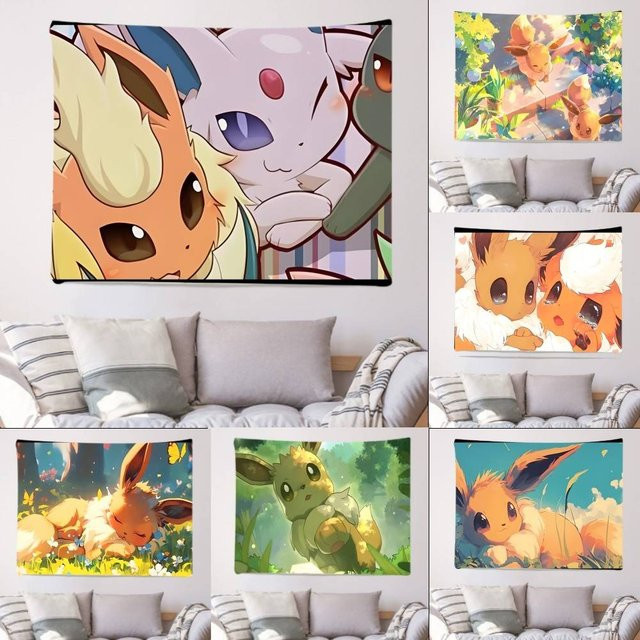 Beast Kingdom Eeveelution Wandteppich mit Tier-Illustration, Mehrfarbig, B: 70 cm, H: 50 cm - Bild 1
