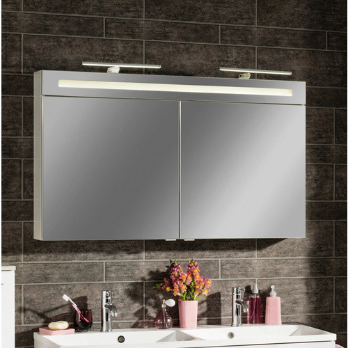 Fackelmann Spiegelschrank B.clever in Weiß und Grau mit LED-Beleuchtung und Softclose-Türen, B/H/T: 120 x 71 x 15,8 cm - Bild 2