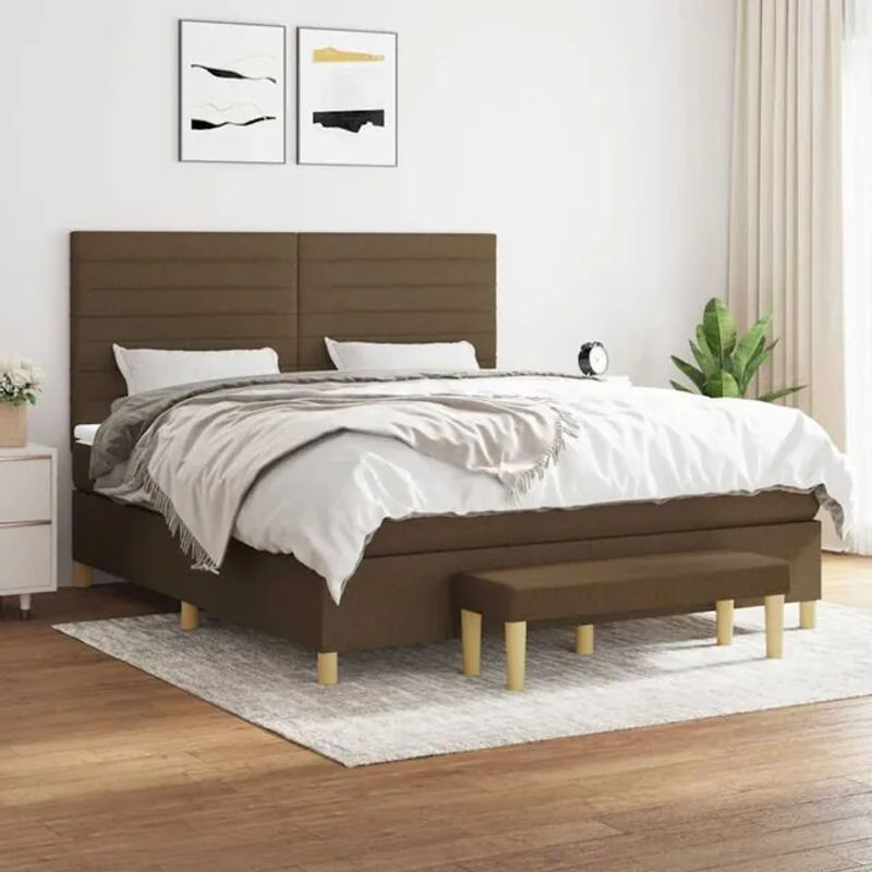 Vidaxl Boxspringbett mit Matratze in Braun aus Stoff, B/T/H: 180 x 200 x 118 cm - Bild 1