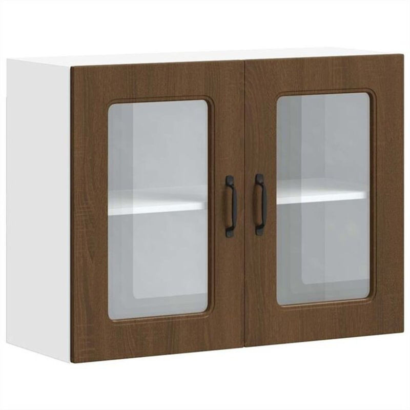 Vidaxl Küchen-Hängeschrank Kalmar mit Glastür in Braun Eichen-Optik - Bild 1