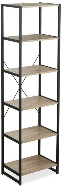 Relaxdays Standregal Industrial mit 6 Ablagen in Braun und Schwarz, H x B x T: 180 x 50 x 35 cm - Bild 1