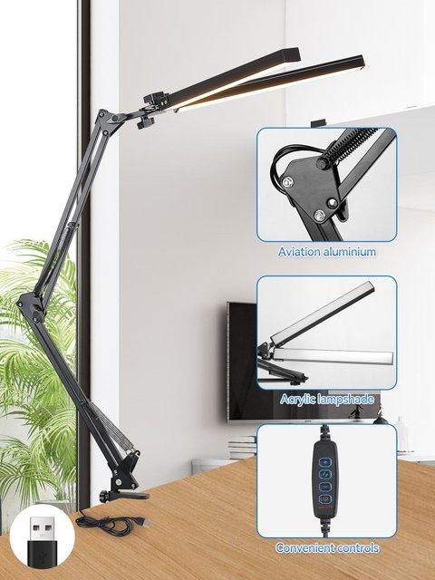 CHENBEN LED Schreibtischlampe mit 360 Grad Winkelverstellung, 3 Farben dimmbar und Fernbedienung, faltbare Leselampe mit Augenschutz - Bild 1