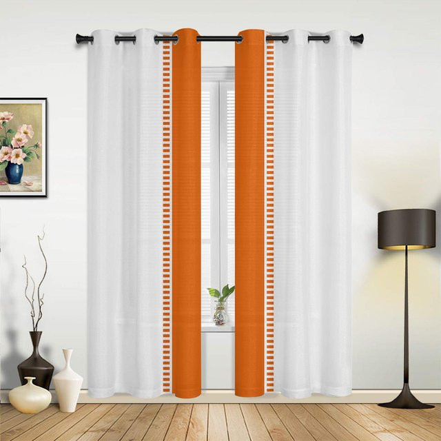 Moderne halbtransparente Vorhänge mit blau-weißem Streifenmuster von Household supplies MH, Breite: 135 cm, Höhe: 115 cm - Bild 1