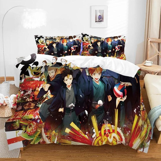 Haikyuu Volleyball Bettwäsche Set mit Bettbezug und Kissenbezug, Multicolor, B/H: 135 x 200 cm - Bild 1