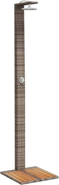 vidaXL Freistehende Gartendusche aus Poly-Rattan und Akazienholz in Grau, B/T/H: 50 x 55 x 224 cm - Bild 1