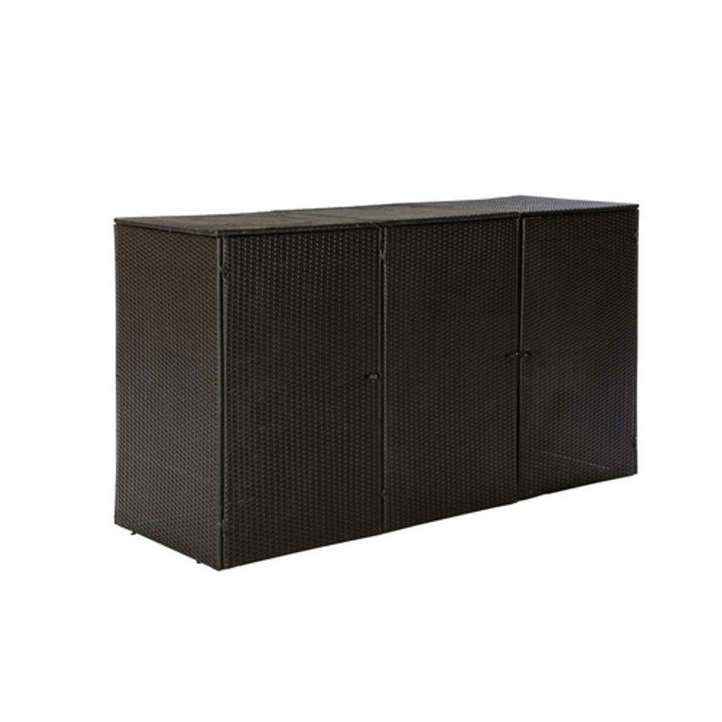 Merxx Mülltonnenbox für 3 Mülltonnen aus Stahl und Kunststoffgeflecht, Braun, B/H/T: 64,5 x 108 x 77 cm - Bild 3