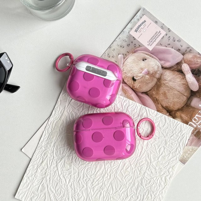 Transparente Apple AirPods Hülle mit Polka-Dot-Muster in Pink für AirPods 1, 2, 3, 4 und Pro/Pro 2/Pro 3 - Bild 1