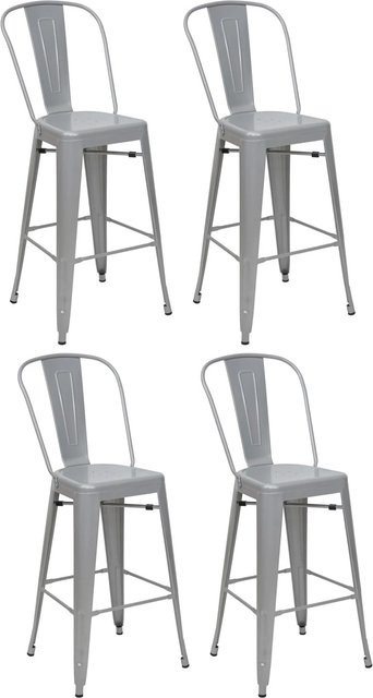 PROREGAL 4er-Set Barhocker im Industrial-Design aus Metall mit Lehne, Farbe: Grau, Sitzhöhe: 77 cm - Bild 1