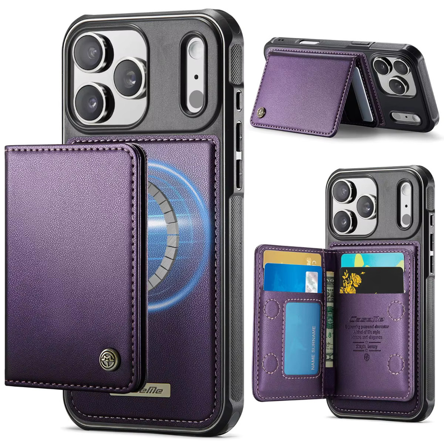SZMUGUA Magnetische Leder-Brieftaschenhülle im Business-Style für iPhone mit Kartenfächern in Braun oder Lila - Bild 6