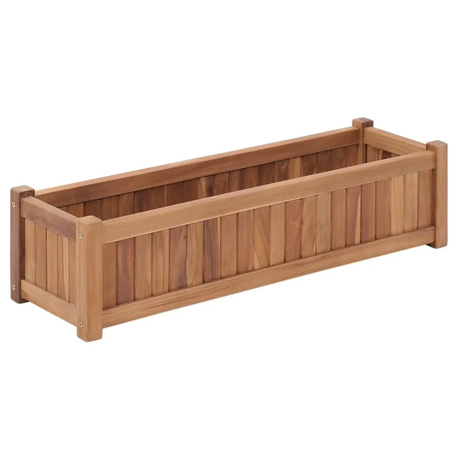 vidaXL Hochbeet aus Massivholz Teak in Braun, B/T/H: 100 x 30 x 25 cm - Bild 2