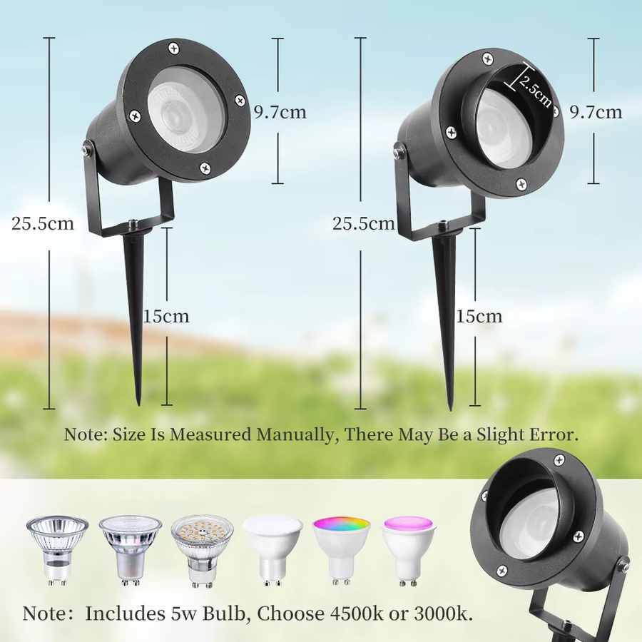 CANMEIJIA Solar LED Gartenlampe Schwarz mit austauschbarer GU10 Glühbirne Warmweiß für Terrasse und Garten - Bild 2