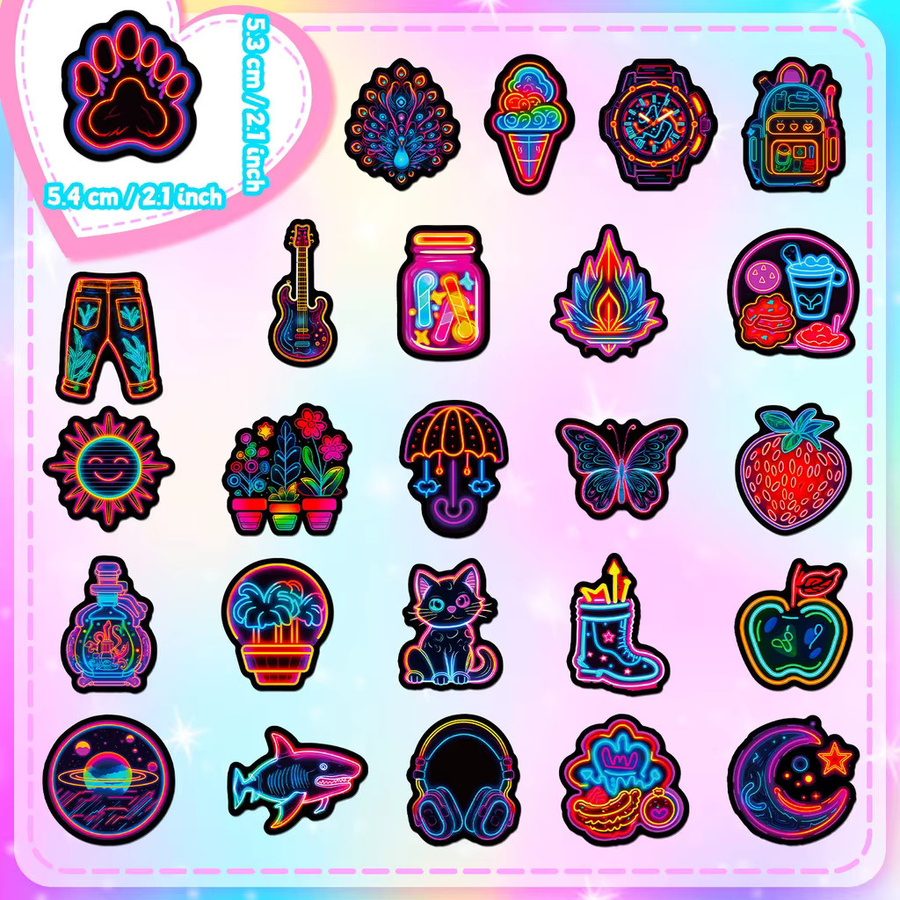 50 Blatt wasserfeste Neon-Pastell-Aufkleber in Multicolour für dein DIY-Projekt von Anime Worlds Store - Bild 3