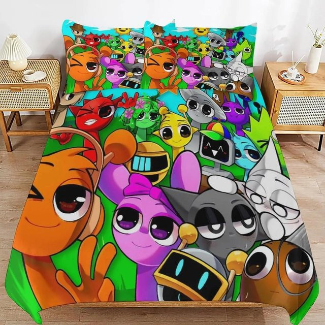 Game Sprunki Bettwäsche-Set für Kinder mit 3D-Druck, rot/mehrfarbig, B/H: 135 x 200 cm - Bild 1