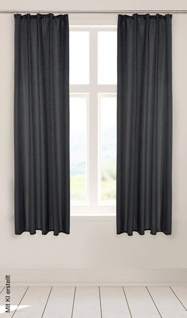 Dekovorhang Tessin Silver Edition schwarz gestreift, Breite: 140 cm, Höhe: 175 cm - Bild 1