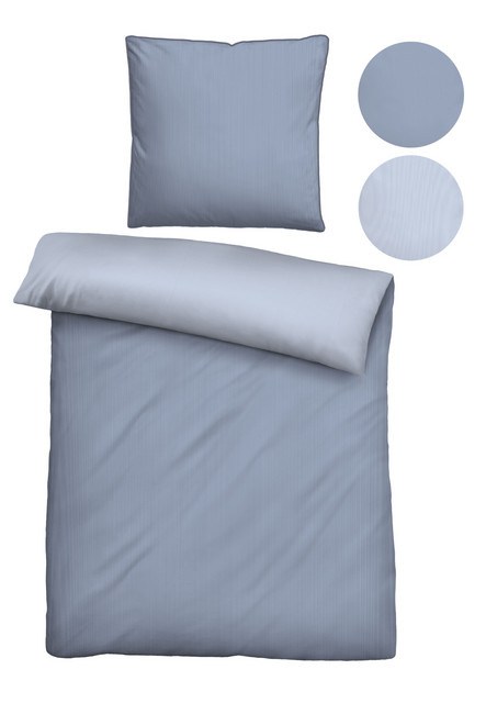 BIBERNA Mako-Satin Bettwäsche mit Streifen in Blau, B/H: 135 x 200 cm und 80 x 80 cm - Bild 1
