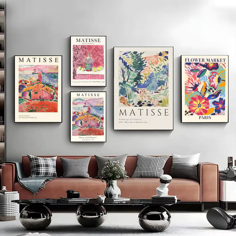 m-Matisse Abstraktes Ölgemälde-Poster in Schwarz und Mehrfarbig, Modernes Wandbild aus Papier, ungerahmt, Hochformat - Bild 4