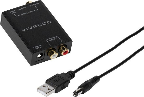 Vivanco Digital-Analog-Konverter 46143 in Schwarz mit USB-A und optischem Anschluss - Bild 1