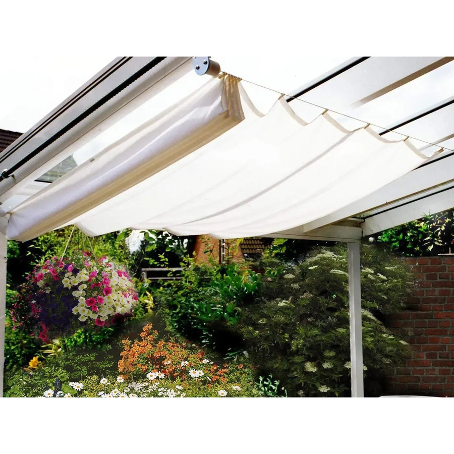 Floracord Vierecksonnensegel aus Polyester in Weiß, B: 330 cm, H: 68 cm - Bild 2
