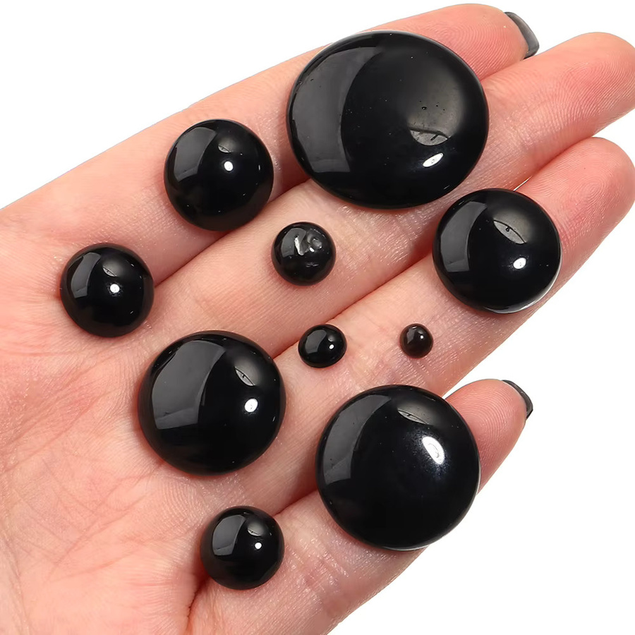 Louleur Cabochon Schwarz Achat, Runde Flatback Perlen, Unisex - Bild 5