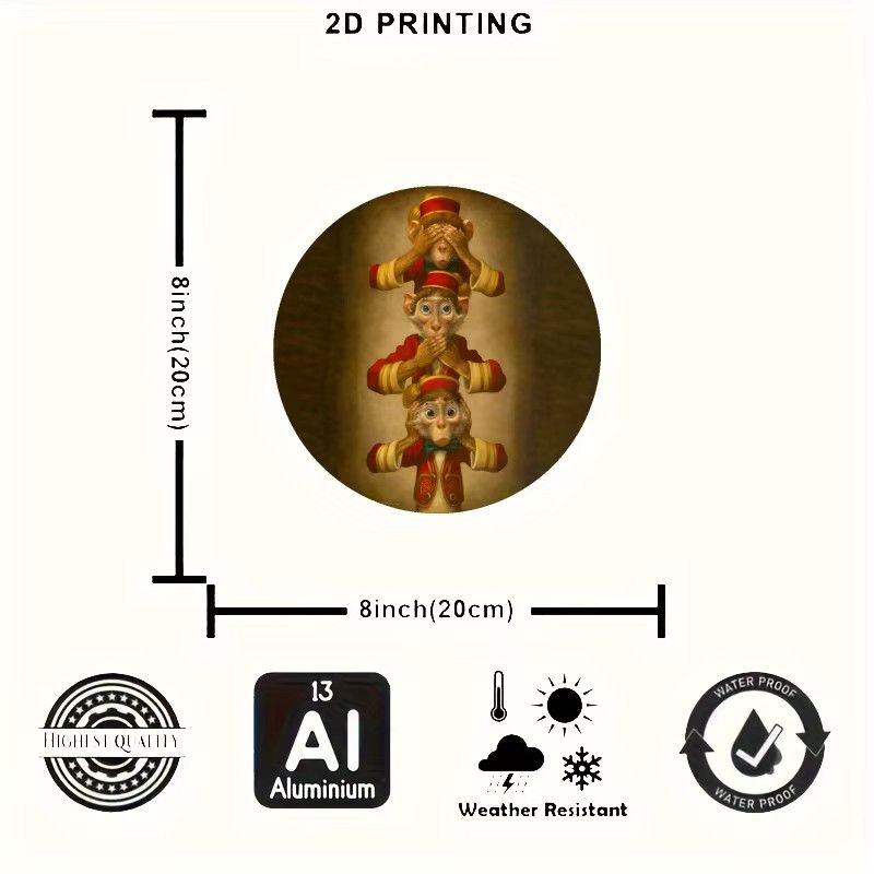 GUSTAFSON Wandkunst aus Aluminium mit japanischem Monkey-Trio im Vintage-Stil, B/H: 20 x 20 cm - Bild 2
