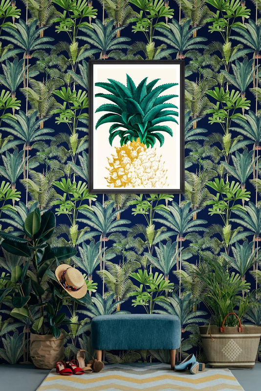 MINDTHEGAP Wandtattoo Palmeras Mural in Anthrazit und Blau mit botanischem Floral-Design - Bild 2