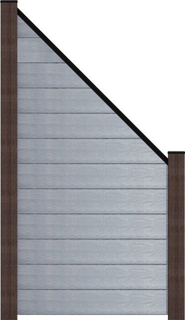 GroJa Steckzaun Solid BPC Abgeschrägt in Steingrau, Höhe: 90 cm, Breite: 180 cm, Tiefe: 1,9 cm - Bild 1