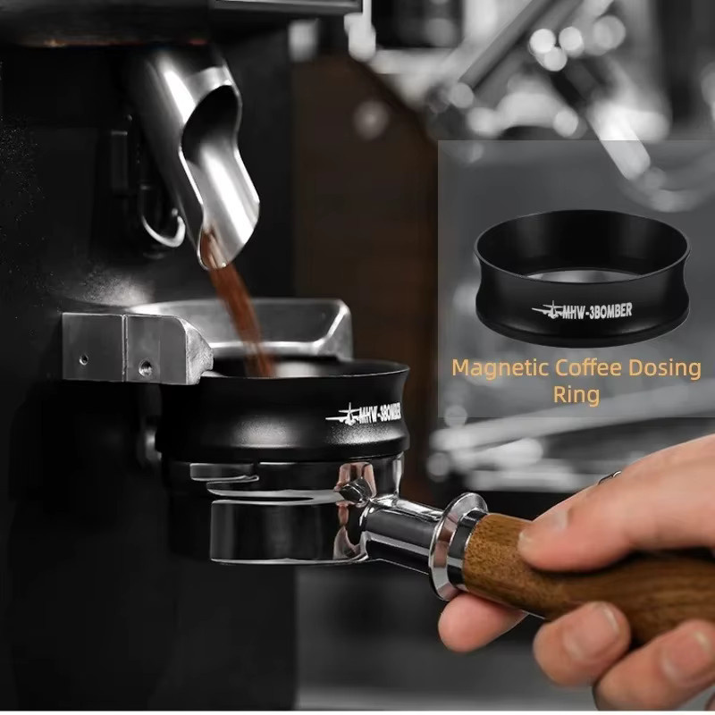 JUSTINLAU Magnetischer Kaffee-Dosiertrichter aus Edelstahl in Schwarz, Espresso-Dosierring für Siebträger, Durchmesser: 58 mm - Bild 3