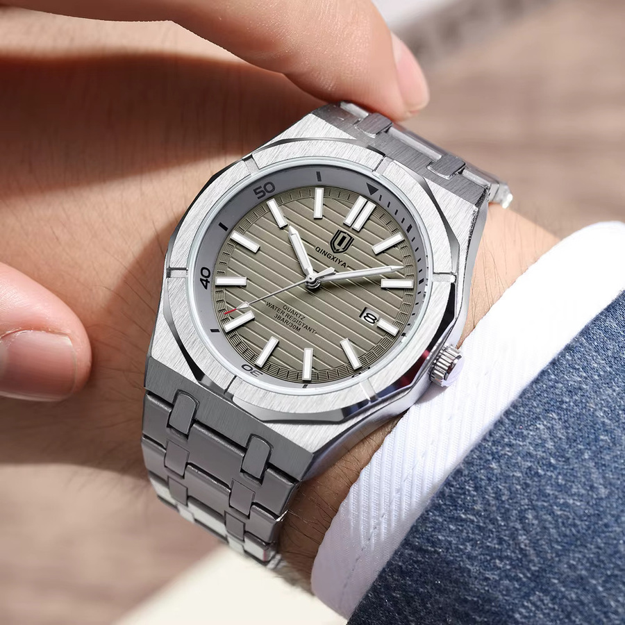 QINGXIYA Armbanduhr, Quarz, Edelstahl, Blau, Herren - Bild 6