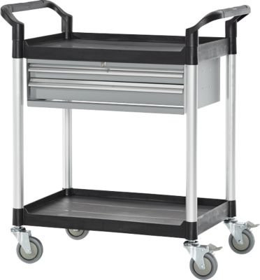 Mehrzweckwagen von Schäfer Shop Pure mit 2 Schubladen und 2 Etagen in Schwarz/Alusilber, B: 45 cm, L: 68 cm - Bild 1